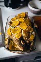 Chicken with oranges baked in the oven