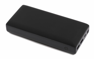 Closeup shot of a big powerbank on the white background