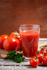 Tomato juice in the glass