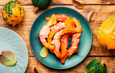 Roasted pumpkin with bacon