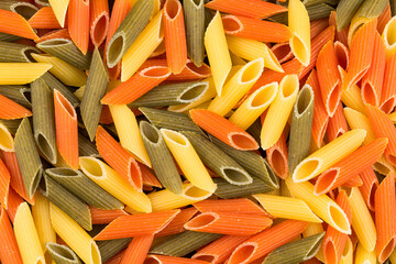 Three color penne pasta