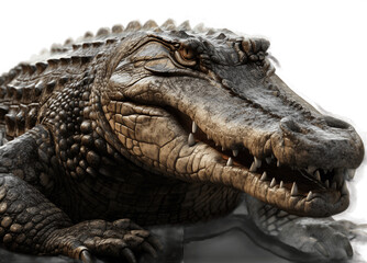 Close up of Crocodile isolated on white background