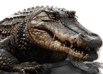 Fototapeta premium Close up of Crocodile isolated on white background