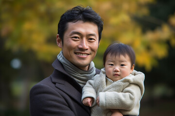 赤ちゃんを抱っこする父親：AI生成画像