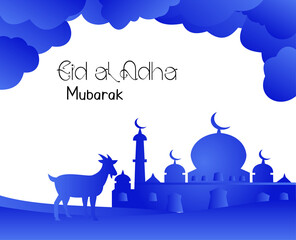 happy eid al adha greeting blue grey background islamic social media banner