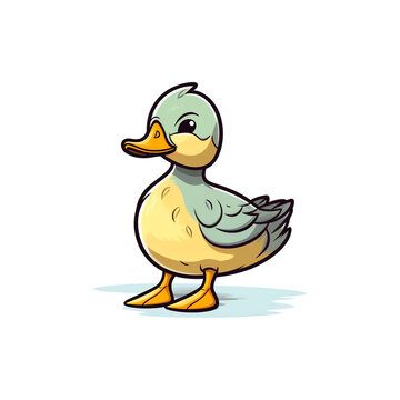 Playful Waddler: Adorable 2D Duck Illustration