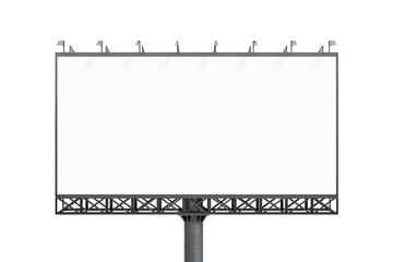 Obraz premium Blank white horizontal billboard isolated on light background, front view. Mock up, 3D Rendering