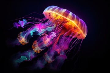 Obraz premium A Jellyfish in the Dark with Ai Generated
