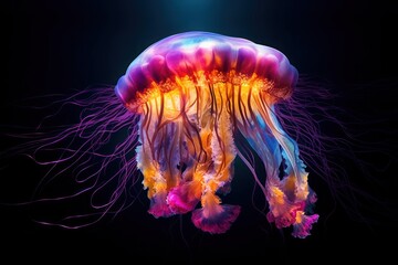 jellyfish in the dark isolated with Ai Generated
