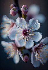 Cherry blossom macro photography. AI Generated
