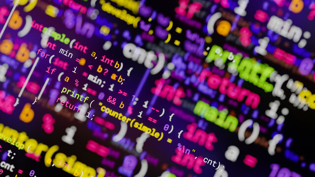 Coding programming developing typing script source languages symbols  project data software engineering IT technology computer abstract screen background. 3d rendering.