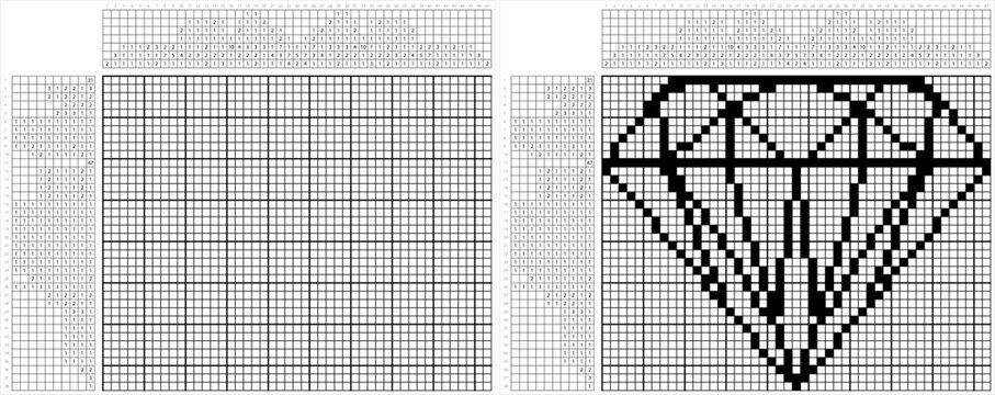 Diamond Icon Nonogram Pixel Art M_2112001