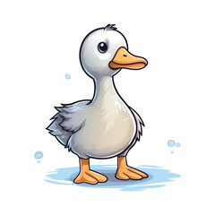 Delightful Waterbird: Cute 2D Illustration of a Goose