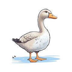 Delightful Waterbird: Cute 2D Illustration of a Goose