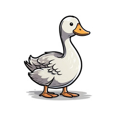 Delightful Waterbird: Cute 2D Illustration of a Goose