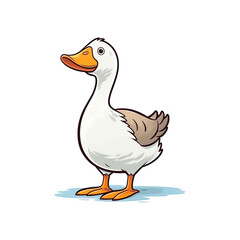 Obraz premium Delightful Waterbird: Cute 2D Illustration of a Goose