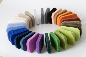 Samples of acoustic polyester material in different colors