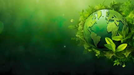 Obraz na płótnie Canvas Green world background with Copy space, Preserving Our Green World: Earth and Environment Protection, World Globe, Web Banner, Generative AI