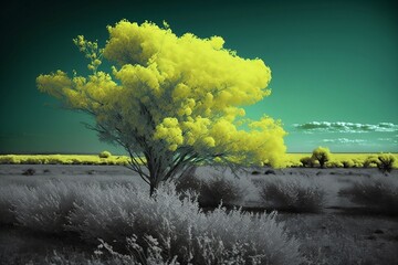 landscape with tree and moon. 