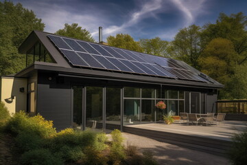 Obraz premium Solar cells on the roof, save the power