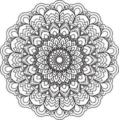 Hand drawing mandala flower pattern coloring page 