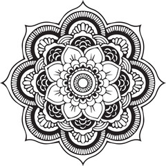 Hand drawing mandala flower pattern coloring page 