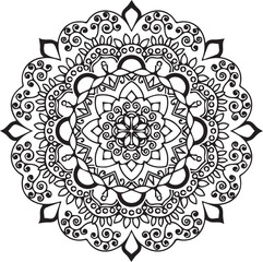 Hand drawing mandala flower pattern coloring page 