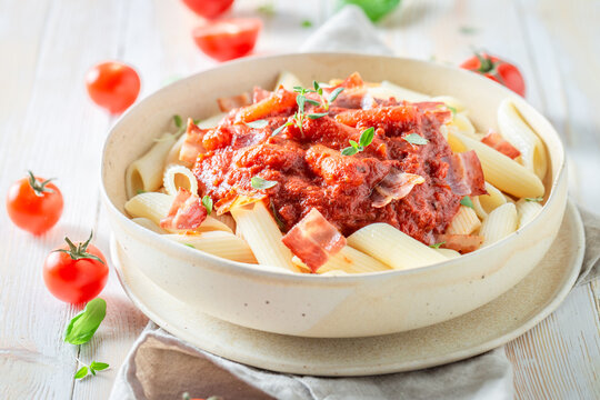 Delicious pasta bolognese as a popular dish in Italy.
