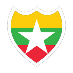 Myanmar Flag in shape. Flag of Myanmar in shape.
