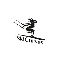 Ski Curves woman logo icon vector template.eps