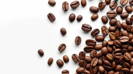 Coffee Beans on white background top view Created With Generative AI Technology