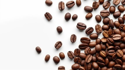 Naklejka premium Coffee Beans on white background top view Created With Generative AI Technology