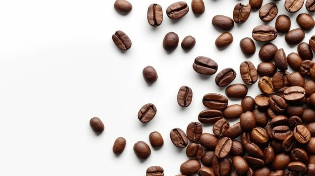 Coffee Beans on white background top view Created With Generative AI Technology © george