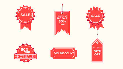 Flat tag symbols discount simple, clean, and modern set bundle vectors