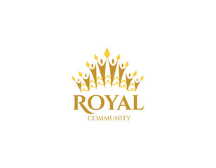 Simple Gold Crown Unity Logo Design Template