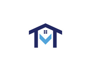 Simple Letter M House Shape Logo Design Template