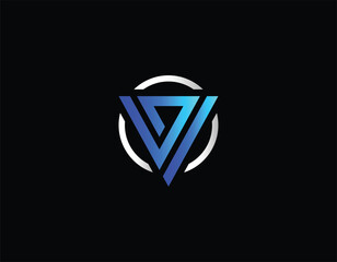 Simple Modern Blue Letter V logo Design Template