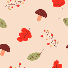Seamless autumn pattern with leaves