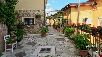 A narrow street in the small village of Cairano in Campania, Italy.
