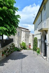 Fototapeta na wymiar A narrow street in the small village of Cairano in Campania, Italy.
