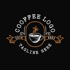 coffee logo illustration design. cup of coffee in vintage style, very suitable for coffee business, coffee shop, label etc	