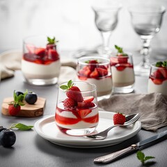 dessert with strawberries and cream