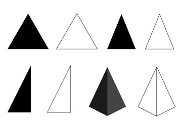 Set illustration of different triangles.