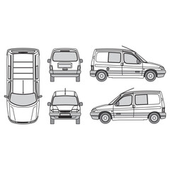 Obraz premium minibus car outline, isolated white background, part 13