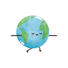 Naklejka premium world and yoga watercolor, Love earth on white backgroud vector illustration 