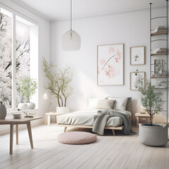 aesthetic modern room with flowers and plants design