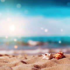 Obraz na płótnie Canvas Summer beach background shot in bokeh style