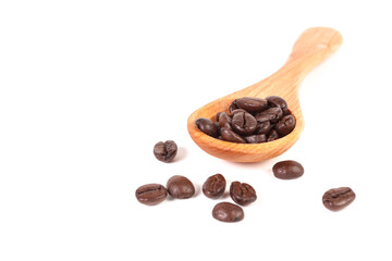 Fototapeta premium Coffee beans and wood spoon
