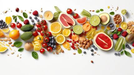 Healthy Food With White background top view Created With Generative AI Technology