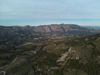 Fototapeta na wymiar Spanish mountains on the Costa Blanca coast near the town of El Castell de Guadalest. Aitana mountain. Spain